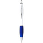 Nash ballpoint pen with white barrel and coloured grip - Image 4