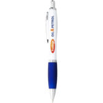 Nash ballpoint pen with white barrel and coloured grip - Image 2