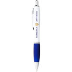 Nash ballpoint pen with white barrel and coloured grip - Image 3