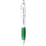 Nash ballpoint pen with white barrel and coloured grip - Image 8