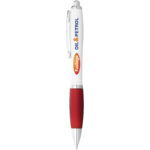 Nash ballpoint pen with white barrel and coloured grip - Image 12