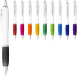 Nash ballpoint pen with white barrel and coloured grip - Image 20