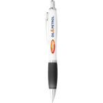 Nash ballpoint pen with white barrel and coloured grip - Image 17