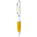 Nash ballpoint pen with white barrel and coloured grip - Image 22