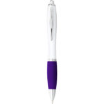 Nash ballpoint pen with white barrel and coloured grip - Image 28