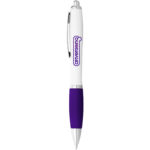 Nash ballpoint pen with white barrel and coloured grip - Image 27