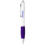 Nash ballpoint pen with white barrel and coloured grip - Image 26