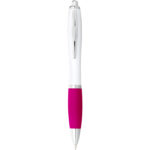 Nash ballpoint pen with white barrel and coloured grip - Image 35