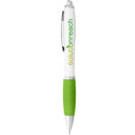Nash ballpoint pen with white barrel and coloured grip - Image 43