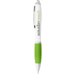 Nash ballpoint pen with white barrel and coloured grip - Image 42