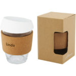 Lidan 360 ml borosilicate glass tumbler with cork grip and silicone lid | Travel mugs - Image 4