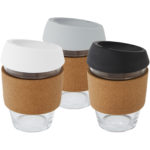 Lidan 360 ml borosilicate glass tumbler with cork grip and silicone lid | Travel mugs - Image 9