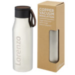 Ljungan 500 ml copper vacuum insulated stainless steel bottle with PU leather strap and lid | Insulated bottles - Image 4