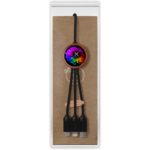 SCX.design C37 3-in-1 rPET light-up logo charging cable with round wooden casing | Cables - Image 3