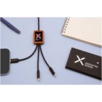 SCX.design C38 3-in-1 rPET light-up logo charging cable with squared wooden casing | Cables - Image 16