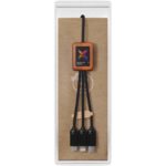 SCX.design C38 3-in-1 rPET light-up logo charging cable with squared wooden casing | Cables - Image 9