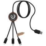 SCX.design C36 3-in-1 rPET light-up logo extended charging cable with round bamboo casing | Cables - Image 2