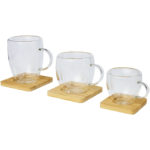 Manti 2-piece 350 ml double-wall glass cup with bamboo coaster | Glasses & Carafes - Image 8