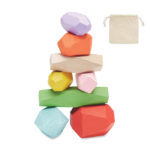 8 stacking wood rocks in pouch | DOLMEN