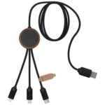 SCX.design C36 3-in-1 rPET light-up logo extended charging cable with round bamboo casing | Cables - Image 6